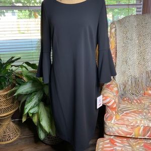Calvin Klein classic Black knee length dress with bell sleeves